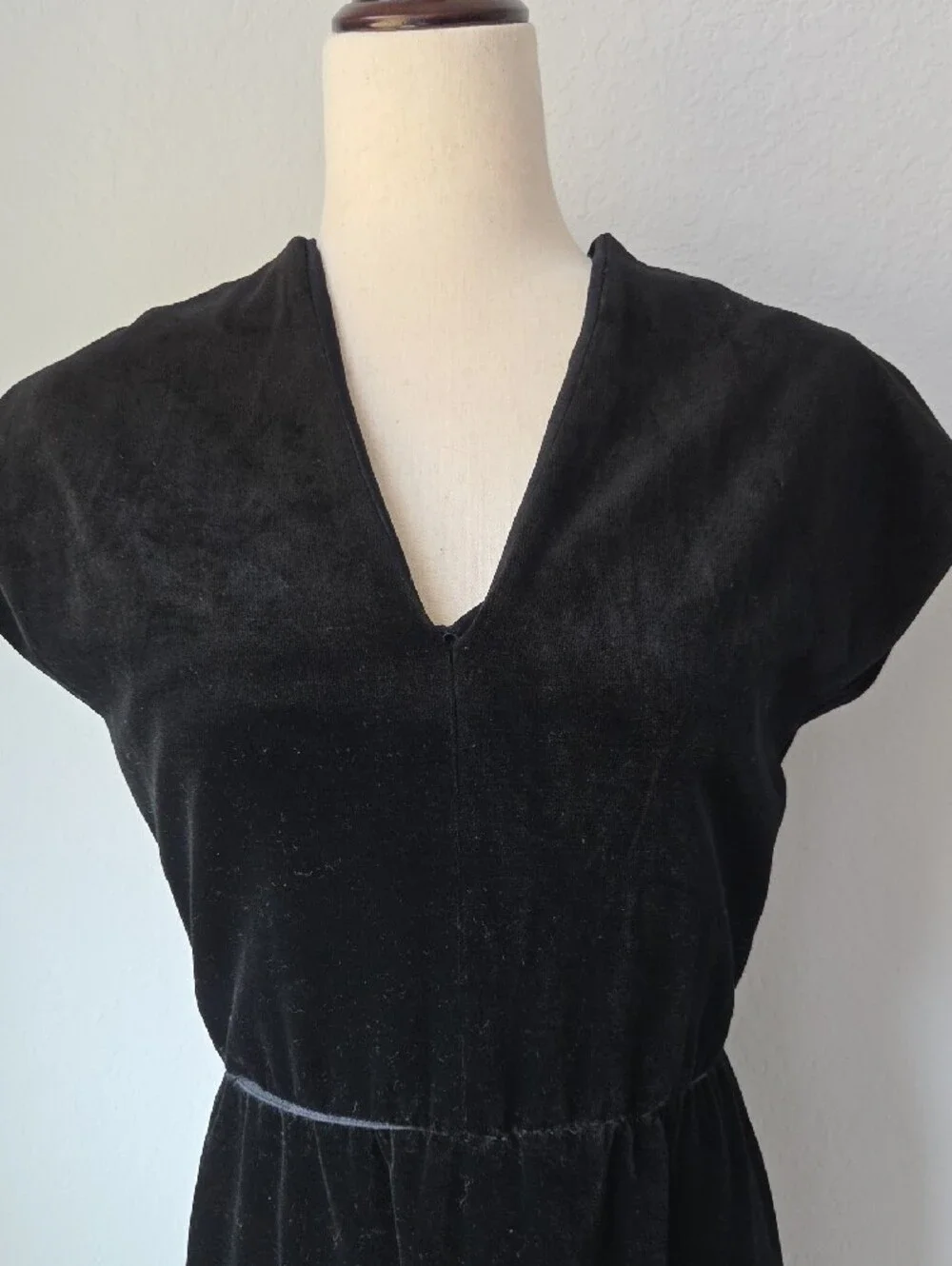 Vintage Women's Black Velvety Velour Long Dress Halloween Witchy Gypsy Handmade